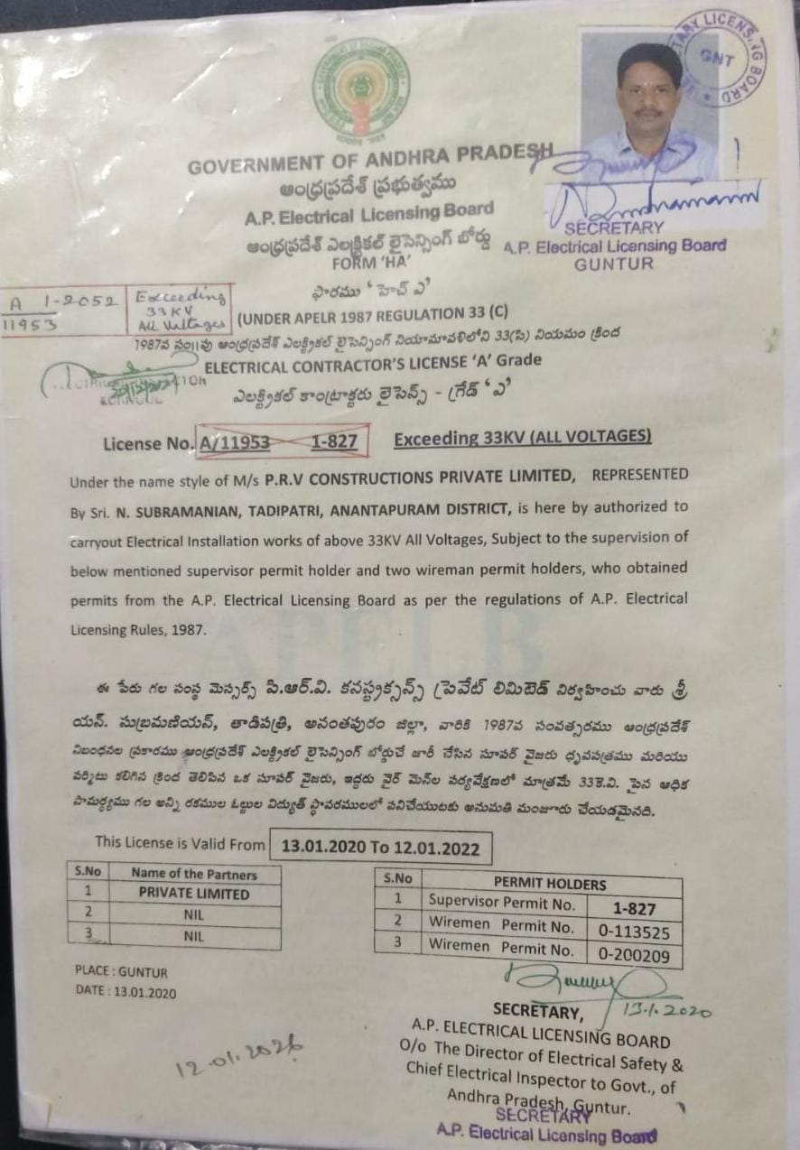 Electrical Contractor License in Andhra Pradesh