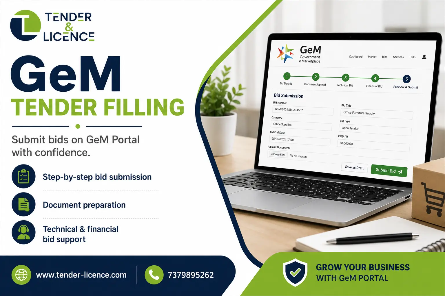 GeM Tender Filling: Step-by-Step Guide to Submit a Bid on GeM Portal
